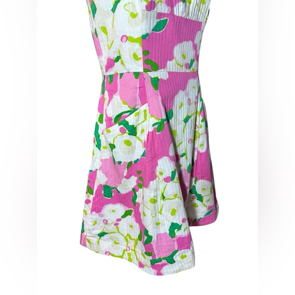Lilly Pulitzer Strapless Floral 100% Cotton Colorful Mini Dress With Pockets - Picture 8 of 10